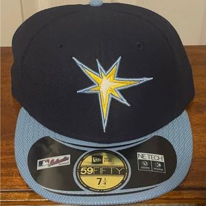 Tampa Bay Rays GAME 59Fifty Fitted Hat New Era Light Navy MLB Cap 7 1/4 NWT.